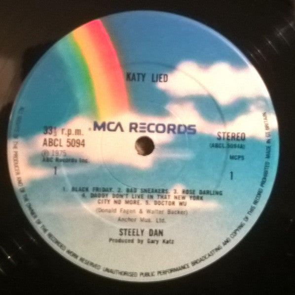 Image of Label Cover of LP - VG/VG - STEELY DAN, Katy Lied (ABC / MCA Blue Rainbow; ABCL 5094, UK 1970s Reissue, Inner), ,  - 3526077E