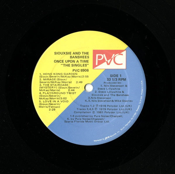 Image of Label Cover of LP - VG/VG+ - SIOUXSIE AND THE BANSHEES, Once Upon a Time - The Singles (PVC; PVC 8906, US 1981, Inner), Cut-out (Notched), Ring Wear On Inner,  - 4326252E