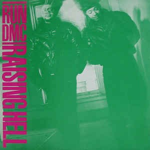 Image of Front Cover of 4745238S: LP - RUN DMC, Raising Hell (Profile Records; PRO1217, US 1986, Picture Sleeve, Green Front, blue back) Hairlines and scuffs, small promo notch cut on upper left, edge wear  VG/VG