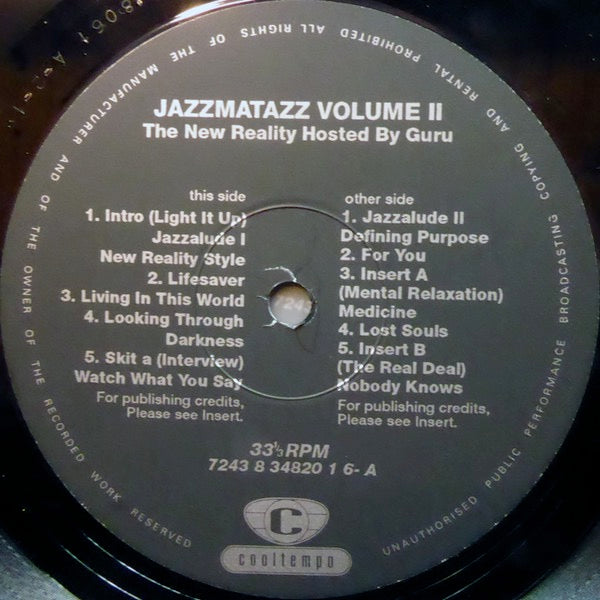 Image of Label Cover of 2xLP - VG+/VG - GURU, Jazzmatazz Volume II: The New Reality (Chrysalis; 7243 8 34820 1 6, UK 1995, Insert), Light hairlines.,  - 3726384E