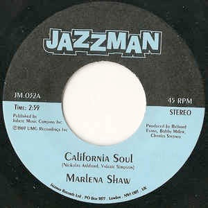 Image of Front Cover of 7" - /VG+ - MARLENA SHAW, California Soul / Wade In The Water (Jazzman; JM.032, UK 2004 Reissue, Plain sleeve), A few light marks,  - 2816206C