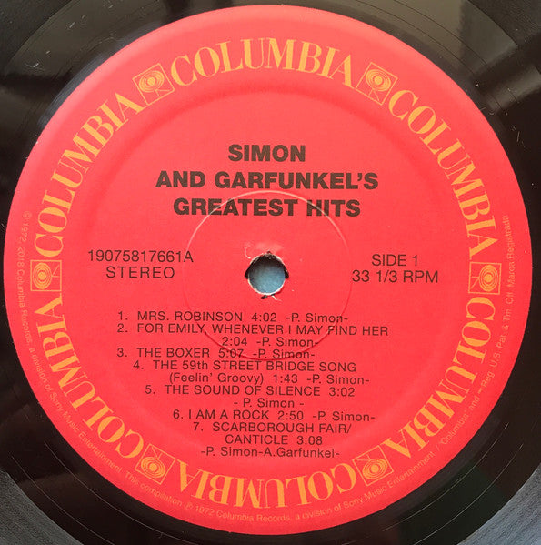 Image of Label Cover of LP - NEW/NEW - SIMON AND GARFUNKEL, Simon and Garfunkel's Greatest Hits (Sony; 19075817661, Europe 2000s Reissue), ,  - 2956320S