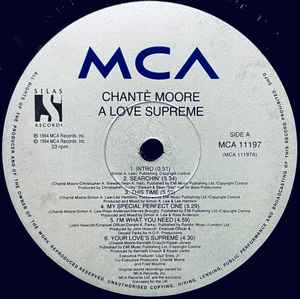 Image of Back Cover of LP - VG/VG+ - CHANTE MOORE, A Love Supreme (MCA; MCA 11197, UK 1994, Stickered plain sleeve), Disc is glossy and just has a couple of very light marks. Sleeve is still in shrink but there is some light wear to opening.,  - 3716436C