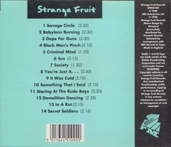 Image of Back Cover of 4834228E: CD - THE RUTS, The Peel Sessions Album (Strange Fruit; SFRCD 109, UK 1990, Jewel Case) slight bronzing - doesn't affect play. Minor surface marks  VG+/VG+