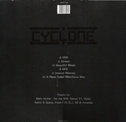 Image of Back Cover of 12" - VG/VG+ - CYCLONE, The Sonic Cycology E.P. (Network Records; NWKT 28, US 1991), Sleeve has sign of sticker, vinyl in great condition.,  - 2446149S