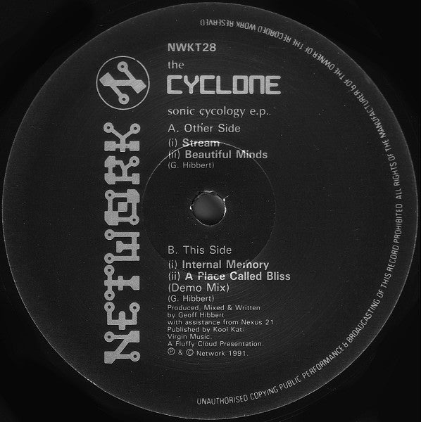 Image of Label Cover of 12" - VG/VG+ - CYCLONE, The Sonic Cycology E.P. (Network Records; NWKT 28, US 1991), Sleeve has sign of sticker, vinyl in great condition.,  - 2446149S
