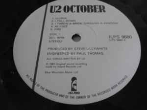 Image of Label Cover of LP - VG/VG - U2, October (Island; ILPS 9680, UK 1981, Non-Textured Sleeve, Inner With Square Corners), Strong VG disc.,  - 2646147S