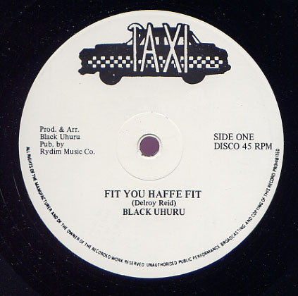 Image of Label Cover of 4644099S: 12" - BLACK UHURU, Fit You Haffe Fit (Taxi; BUT-1, UK 1985, Picture Sleeve)   VG/VG+