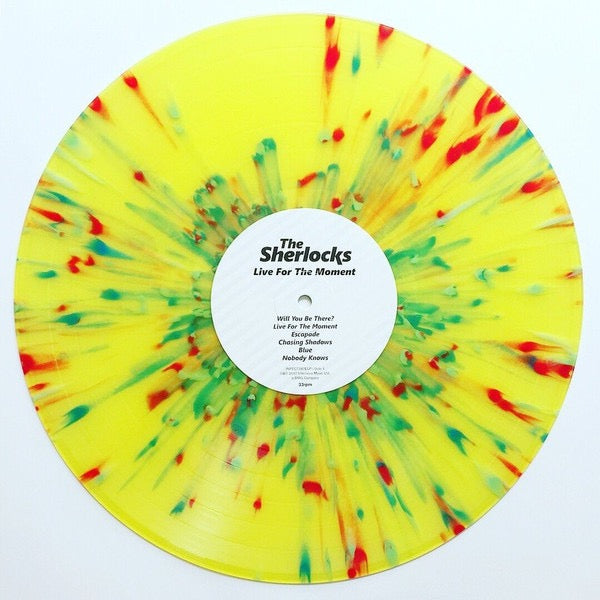 Image of Back Cover of LP - VG+/VG+ - THE SHERLOCKS, Live For The Moment (Infectcious Music; INFECT367ELP , UK & Europe 2017, Metallic Finish Gatefold Sleeve, Inner, Splatter Vinyl), ,  - 2546259S