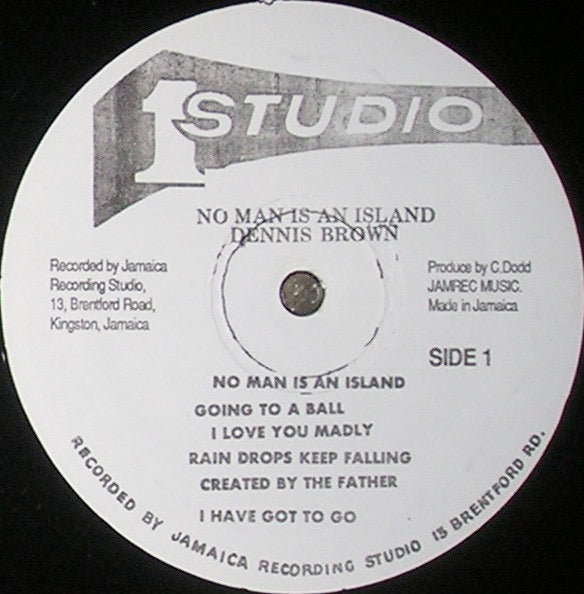 Image of Front Cover of LP - VG+/VG - DENNIS BROWN, No Man Is An Island (Studio One; SOL 01112, Jamaica 1990s Reissue, Stereo), Light marks nap, typical S1 press flaws, light crackle from press. Light storage wear on sleeve.,  - 3116068C