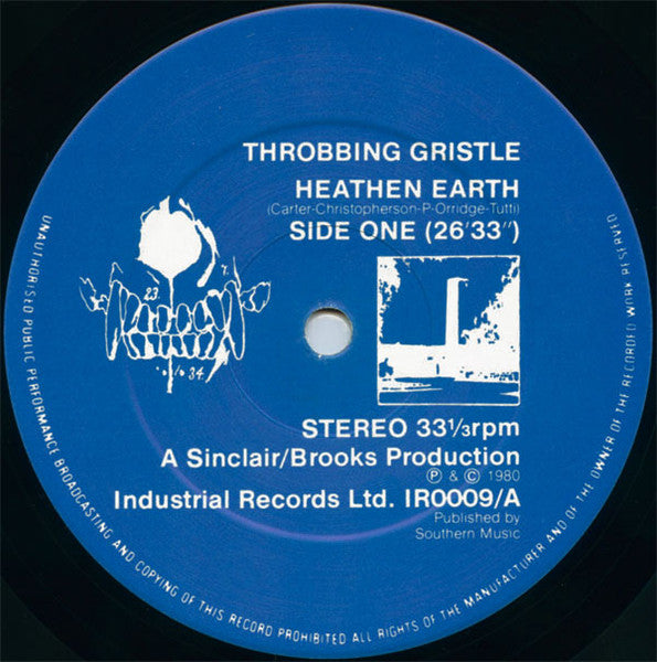 Image of Label Cover of 2114204C: LP - THROBBING GRISTLE, Heathen Earth (Mute; IR0009, UK 1980, Gatefold)   VG+/EX