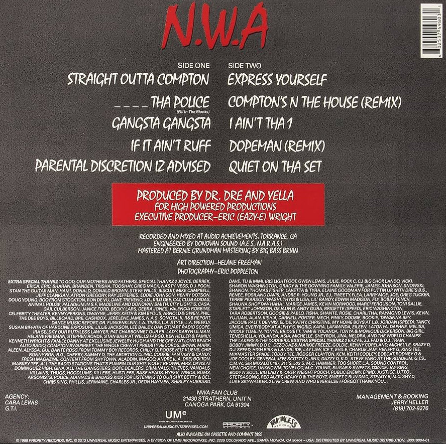 Image of Back Cover of 0814294C: LP - N.W.A, Straight Outta Compton (Back To Black; 0600753469958, Europe 2021 Reissue, 180 Gram)   NEW/NEW