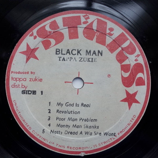 Image of Label Cover of LP - G+/G+ - TAPPER ZUKIE, Black Man (Stars; , Jamaica 1978), Sounds solid VG or better. Clean labels. Cut corner on sleeve, still looks nice.,  - 4216222C