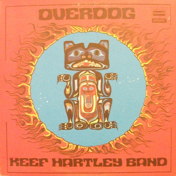 Image of Front Cover of LP - G+/G+ - KEEF HARTLEY BAND, Overdog (Deram White and Brown; DES 18057, US 1971, Textured Gatefold Sleeve, Company Inner, Waddell Press), Scuffs and hairlines all over disc, all surface. Edge wear, large seam split to top edge, sticker damage on front of sleeve, one patch has been coloured in with red pen.,  - 1246296S