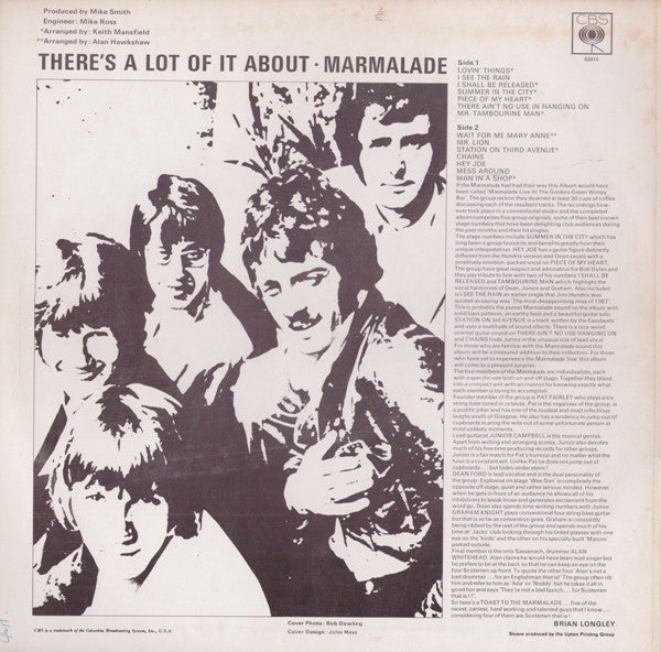 Image of Back Cover of 3125038E: LP - MARMALADE, There's A Lot Of It About (CBS; 63414, UK 1968, Laminated Front Sleeve, Mono)   VG/VG