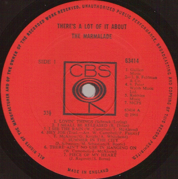 Image of Label Cover of 3125038E: LP - MARMALADE, There's A Lot Of It About (CBS; 63414, UK 1968, Laminated Front Sleeve, Mono)   VG/VG