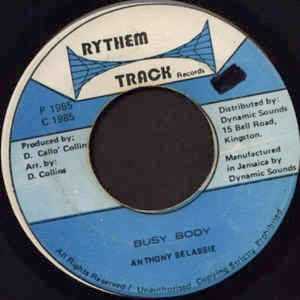 Image of Front Cover of 7" - /VG+ - ANTHONY SELASSIE, Busy Body / Version (Rythem Track Records; , Jamaica 1985, Plain Sleeve), Light marks.,  - 3526205E