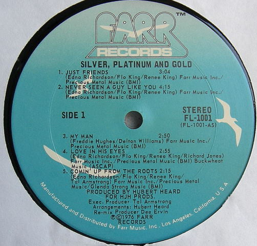 Image of Label Cover of LP - VG/G - SILVER, PLATINUM AND GOLD, Silver, Platinum And Gold (Farr Records; Fl-1001-DJ, US 1976, Picture Sleeve), Long light marks on vinyl, plays G+/VG.,  - 4046283S