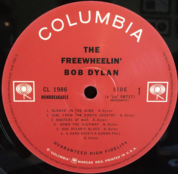 Image of Label Cover of LP - EX/EX - BOB DYLAN, The Freewheelin' Bob Dylan (Columbia; CL 1986, Europe 2014 Reissue, Mono, 180 Gram Vinyl, With CD), ,  - 4226018E