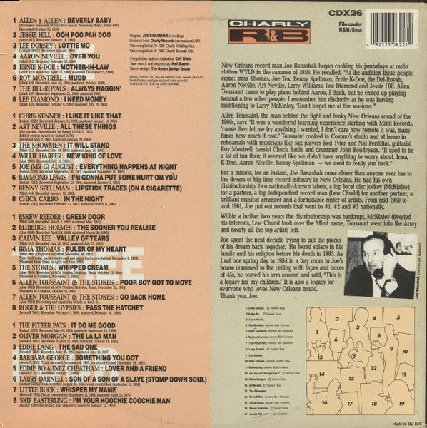 Image of Back Cover of 2xLP - VG+/VG+ - VARIOUS, Mr Joes Jambalaya (Charly; CDX 26, Europe 1988, Gatefold), ,  - 0126137E