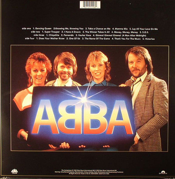 Image of Back Cover of 2xLP - NEW/NEW - ABBA, Gold (Greatest Hits) (Polar; 5351106, Europe 2014 Reissue, 2 Inners), , Without a doubt, "Gold: Greatest Hits" is one of the most influential compilation albums ever released and it includes all of Abba's hit songs and more. This album is the best-selling Abba album and stands tall as one of the top-selling albums worldwide. - 4655170S