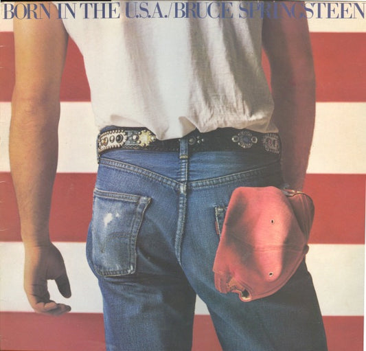 Image of Front Cover of LP - G+/G+ - BRUCE SPRINGSTEEN, Born In The U.S.A. (CBS Orange/Yellow; 86304, UK 1984, Inner & Insert, No Barcode, CBS At Bottom Of Label, A2/B2), Damp Damage at Bottom Left of Sleev,  - 2126177E