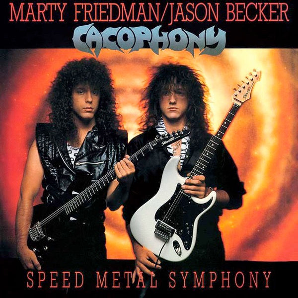 Image of Front Cover of 4614120C: LP - CACOPHONY, Speed Metal Symphony (Roadrunner Records; RR 9577, Europe 1987) Sleeve is intact but has pinches to every edge and a crease  G+/VG