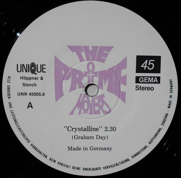 Image of Label Cover of 12" - VG+/EX - THE PRIME MOVERS, Crystalline (Unique; UNR 45005.6, Germany 1990, Purple Sleeve), ,  - 3826160E