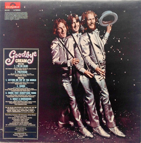 Image of Back Cover of LP - VG/VG+ - CREAM, Goodbye (Polydor Red Label; 583053, UK 1969, Gatefold), Edge and Ring Wear,  - 1946144S