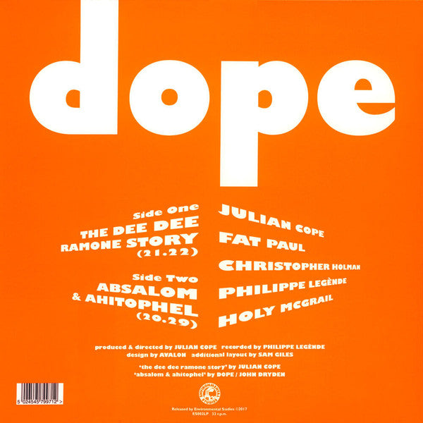 Image of Back Cover of LP - VG+/EX - DOPE, Dope Feat. Julian Cope (enviromental studies; ES00LP, UK 2018, White Vinyl), ,  - 3226427E