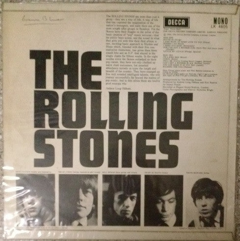 Image of Back Cover of LP - G/G - THE ROLLING STONES, The Rolling Stones (Decca Red Unboxed, Label Y on Discogs; LK 4605, UK 1964, Flipback Sleeve - B1 on Discogs, 2nd Pressing Mono, I Need You Baby listing), Light marks and hairlines, Sleeve has seam splits to the middle of top and bottom of sleeve, Creases and damage to flipback. ,  - 2716096C