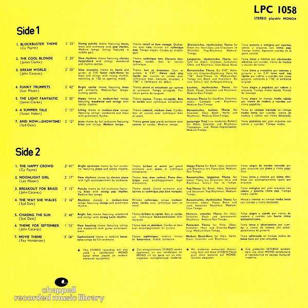 Image of Back Cover of 4044107S: LP - MARK DUVAL & HIS MUSIC, Mark Duval & His Music (Chappell; LPC1058, UK 1973, Laminated Sleeve)   VG/VG