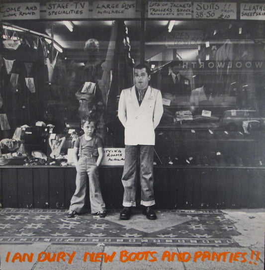 Image of Front Cover of LP - G+/G+ - IAN DURY, New Boots And Panties!! (Stiff Records; SEEZ 4, UK 1978 Reissue, Single Sleeve, Inner, STRAWBERRY Runouts), Lots of light hairlines, a couple of larger scuffs.  Sleeve creased with small (~1") tear to spine. ,  - 3826338E