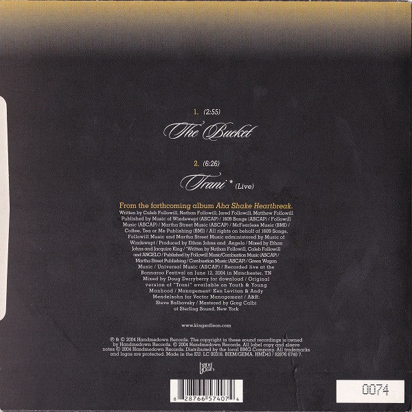 Image of Back Cover of 7" - VG/VG - KINGS OF LEON, The Bucket / Trani (Live) (Handmedown; HMD43, Europe 2004, Picture Sleeve, Numbered Limited Edition), Limited Edition No 2358,  - 4216248C