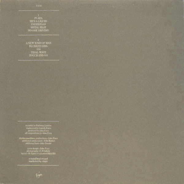 Image of Back Cover of LP - VG/VG - JOHN FOXX, Metamatic (Virgin; V2146, UK 1980, Inner), Sticker Damage To Sleeve, Stained Inner, Writing On Inner, Edge Wear,  - 4246436S