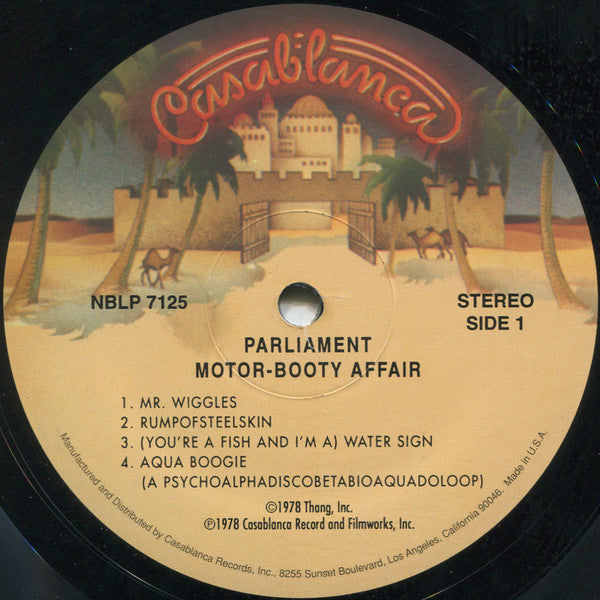 Image of Label Cover of LP - G+/G+ - PARLIAMENT, Motor Booty Affair (casablanca; NBLP 7125, US Reissue), Many light hairlines. Liquid damage and staining on sleeve.,  - 2726136E