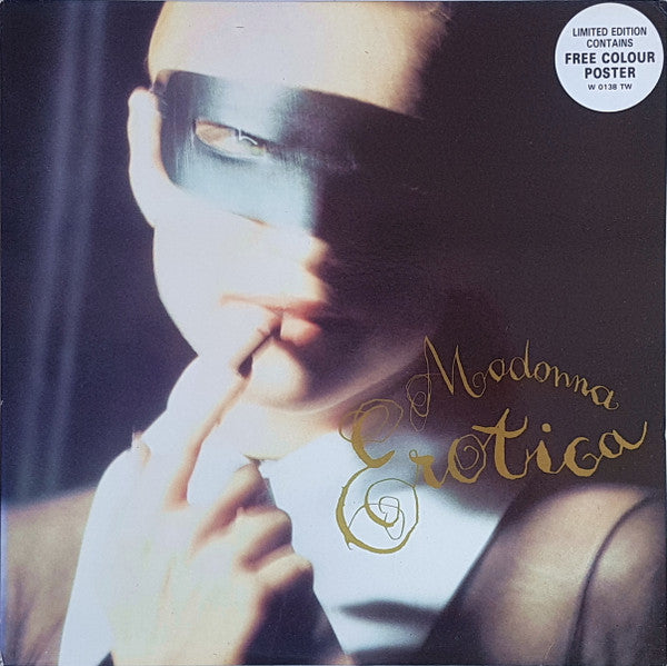 Image of Front Cover of 12" - VG/VG - MADONNA, Erotica (Maverick; W0138TW, UK 1992, Hype Stickered Sleeve, With Poster), Lovely unused poster, sleeve opening worn, light marks.,  - 3316035C
