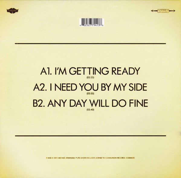 Image of Back Cover of 10" EP - EX/EX - MICHAEL KIWANUKA, I'm Getting Ready EP (Communion; COMM020, UK 2011, Inner), ,  - 3526036E