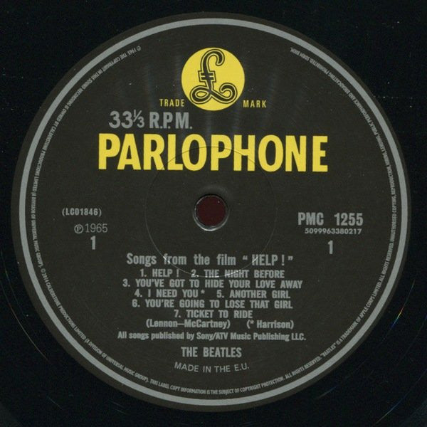 Image of Label Cover of LP - VG+/VG+ - THE BEATLES, Help! (Parlophone; PMC 1255, Worldwide 2014 Reissue, Glossy Flipback, No Brochure Insert, 180 Gram Vinyl, Mono, Remastered), Nice clean copy.,  - 3746129S