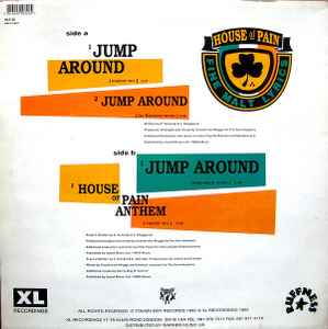 Image of Back Cover of 12" - G+/G+ - HOUSE OF PAIN, Jump Around / House Of Pain Anthem (XL Recordings; XLT 32, Ruffness    XLT 32, UK 1992, Picture Sleeve), Marks on disc. Plays well. Wear to sleeve with small tear, ringwear & multiple light creases., A1	Jump Around (Master Mix)A2	Jump Around (DJ Bizznizz Remix)B1	Jump Around (Pete Rock Remix)B2	House Of Pain Anthem (Master Mix) - 3846129S