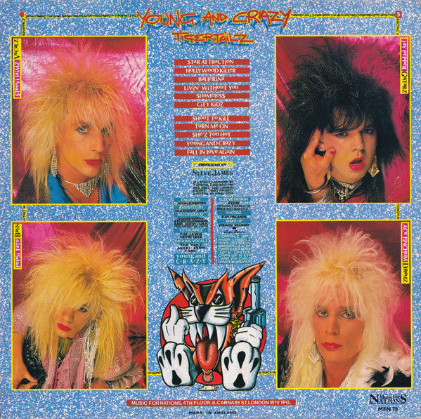 Image of Back Cover of LP - VG+/VG - TIGERTAILZ, Young And Crazy (Music For Nations; MFN 78, UK 1987, Inner), ,  - 1726142E