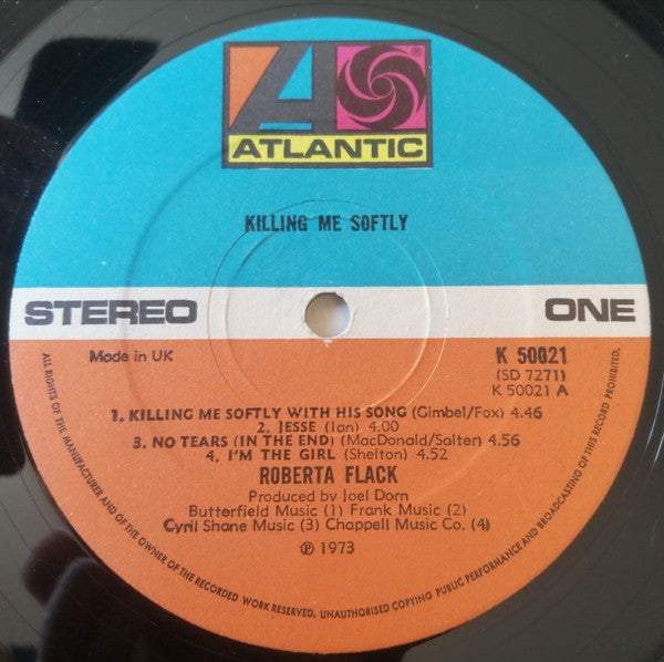 Image of Label Cover of LP - VG/G+ - ROBERTA FLACK, Killing Me Softly (Atlantic ; K 50021, UK 1973, Fold Out Sleeve), Light marks to disc.,  - 2116748C