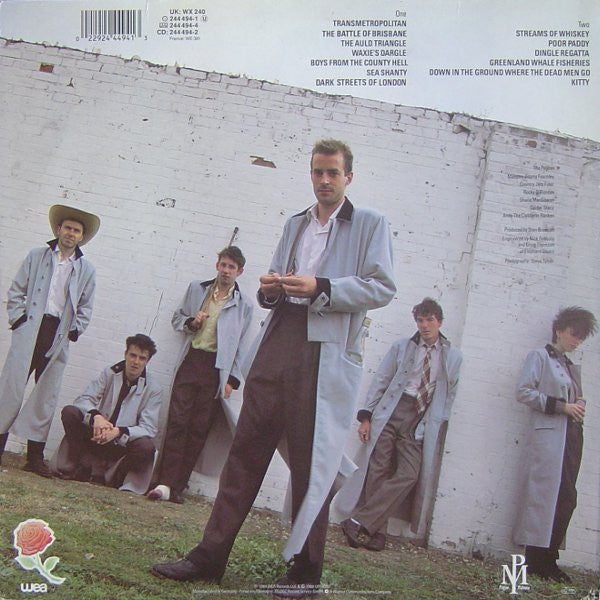 Image of Back Cover of LP - VG/VG+ - THE POGUES, Red Roses For Me (WEA; 244 494-1, Europe 1988 Reissue), Edge wear, creasing, small tear to opening edge.,  - 3626438E