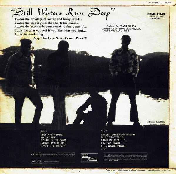 Image of Back Cover of 4924410E: LP - FOUR TOPS, Still Waters Run Deep (Tamla Motown; STML11149, UK 1970, Flipback Sleeve, Stereo)   VG+/VG