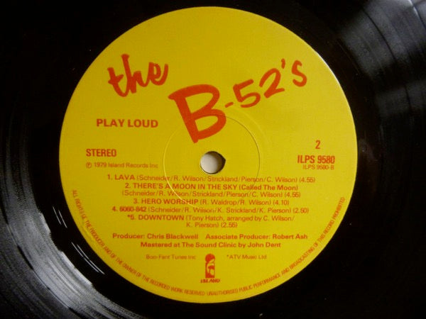 Image of Back Cover of 5024143E: LP - THE B-52'S, The B-52's (Island Yellow and Red; ILPS9580, UK 1979, Glossy, Not Laminated Sleeve, Inner) Strong VG Throughout  VG/VG