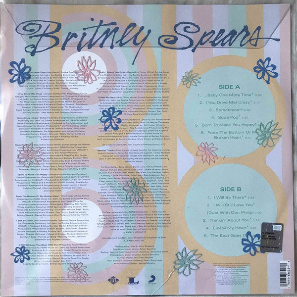 Image of Back Cover of 4844556S: LP - BRITNEY SPEARS, ...Baby One More Time (Jive; 19075886261S1, Europe 2018 Reissue, Printed Plastic Sleeve, Insert, Picture Disc, Jive And Legacy Logos On Rear Of Insert)   VG+/VG+