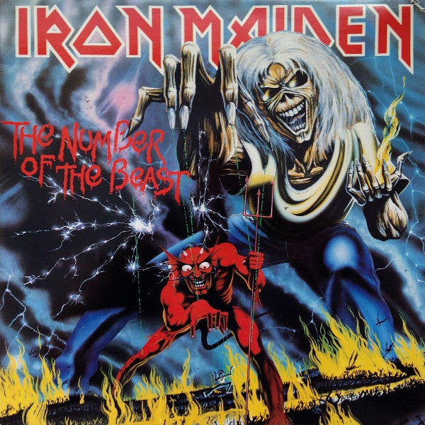 Image of Front Cover of LP - G+/G+ - IRON MAIDEN, The Number Of The Beast (Fame Cream, With Red Grid; FA 3178, UK 1987 Reissue), ,  - 1626231E