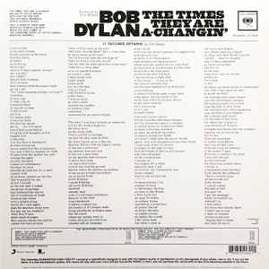 Image of Back Cover of LP - VG+/VG+ - BOB DYLAN, The Times They Are A-Changin' (columbia/legacy; 8895344321, Europe 2016 Reissue, Insert, Mono. 180 Gram Vinyl.), ,  - 3746123S