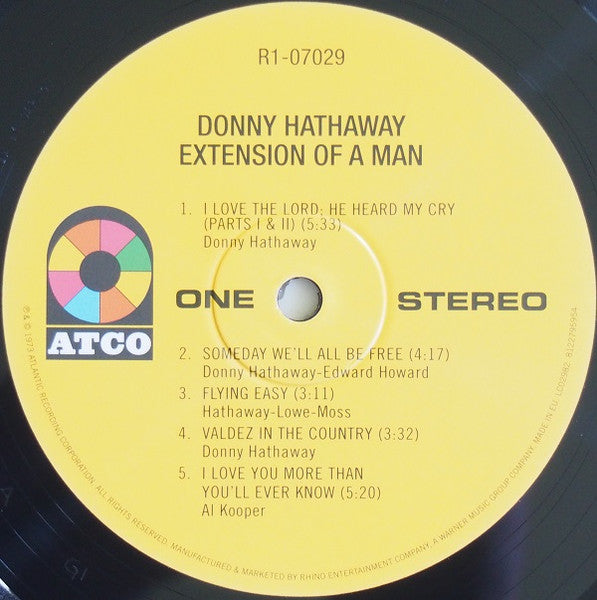 Image of Label Cover of LP - EX/EX - DONNY HATHAWAY, Extension Of A Man (Warner; 8122795954, Europe 2014 Reissue, 180g), Still In Opened Shrinkwrap With Hype Sticker,  - 3816162C