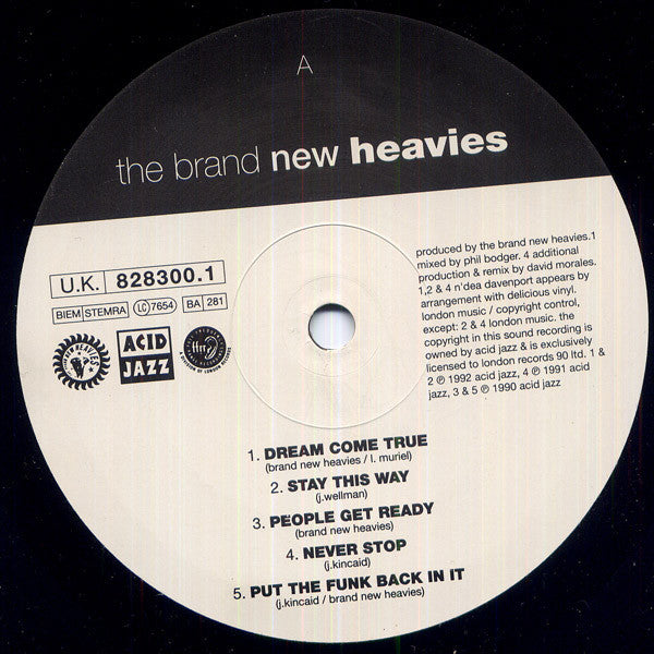 Image of Label Cover of LP - VG+/G+ - THE BRAND NEW HEAVIES, The Brand New Heavies (FFRR; 828300.1, Europe 1992, Inner), Light marks only,  - 3516391C